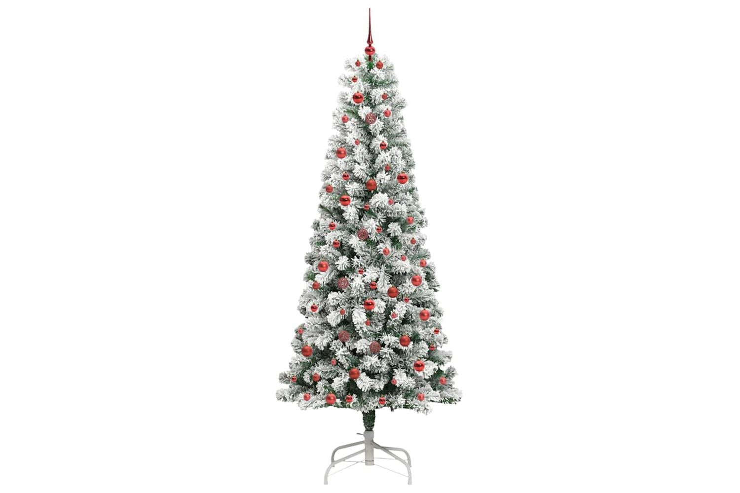 Vidaxl Artificial Hinged Christmas Tree Green And White 240 Cm-4