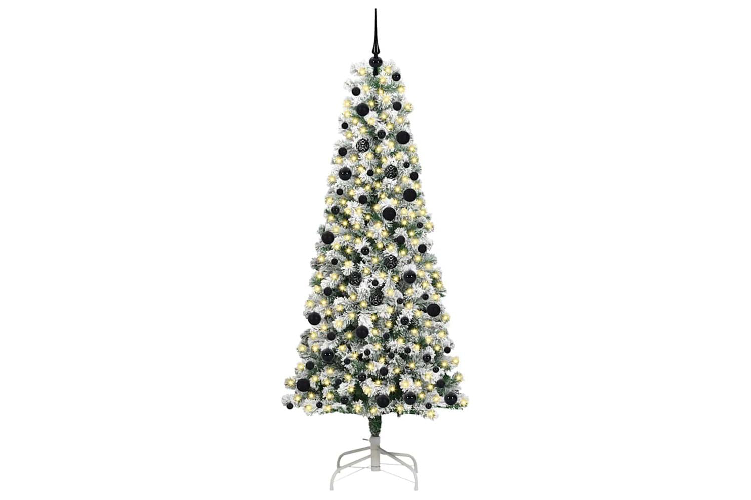 Vidaxl Artificial Hinged Christmas Tree Green And White 240 Cm-3