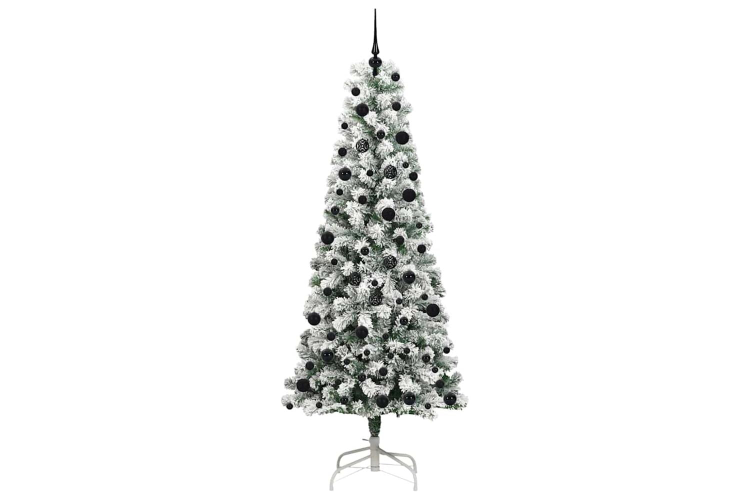 Vidaxl Artificial Hinged Christmas Tree Green And White 240 Cm-4
