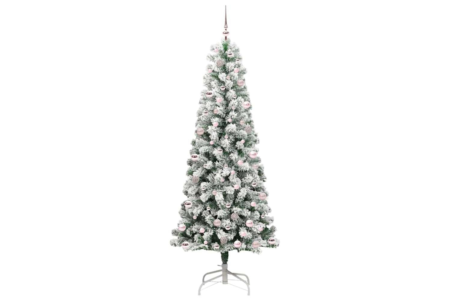 Vidaxl Artificial Hinged Christmas Tree Green And White 240 Cm-4