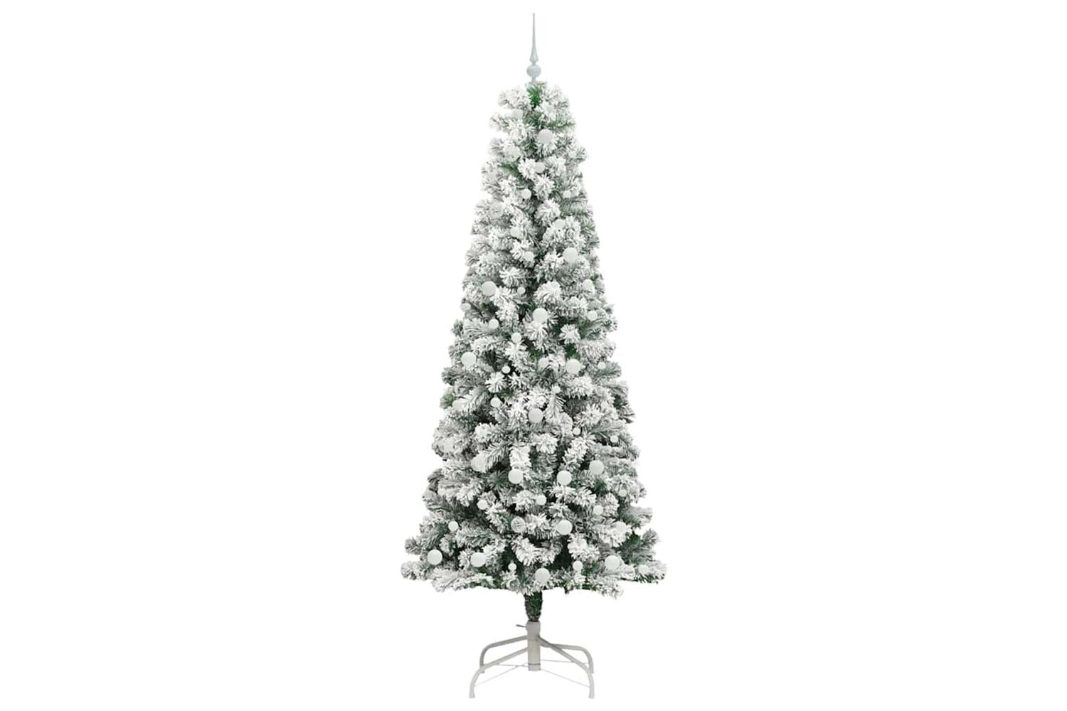 Vidaxl Artificial Hinged Christmas Tree Green And White 240 Cm-4