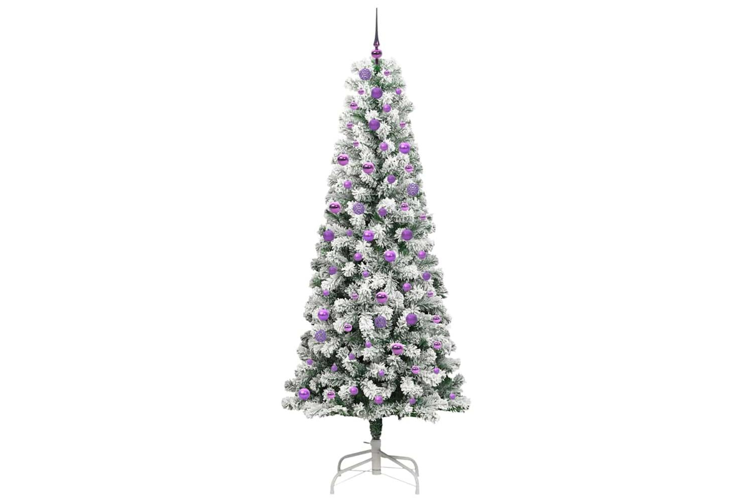 Vidaxl Artificial Hinged Christmas Tree Green And White 240 Cm-4