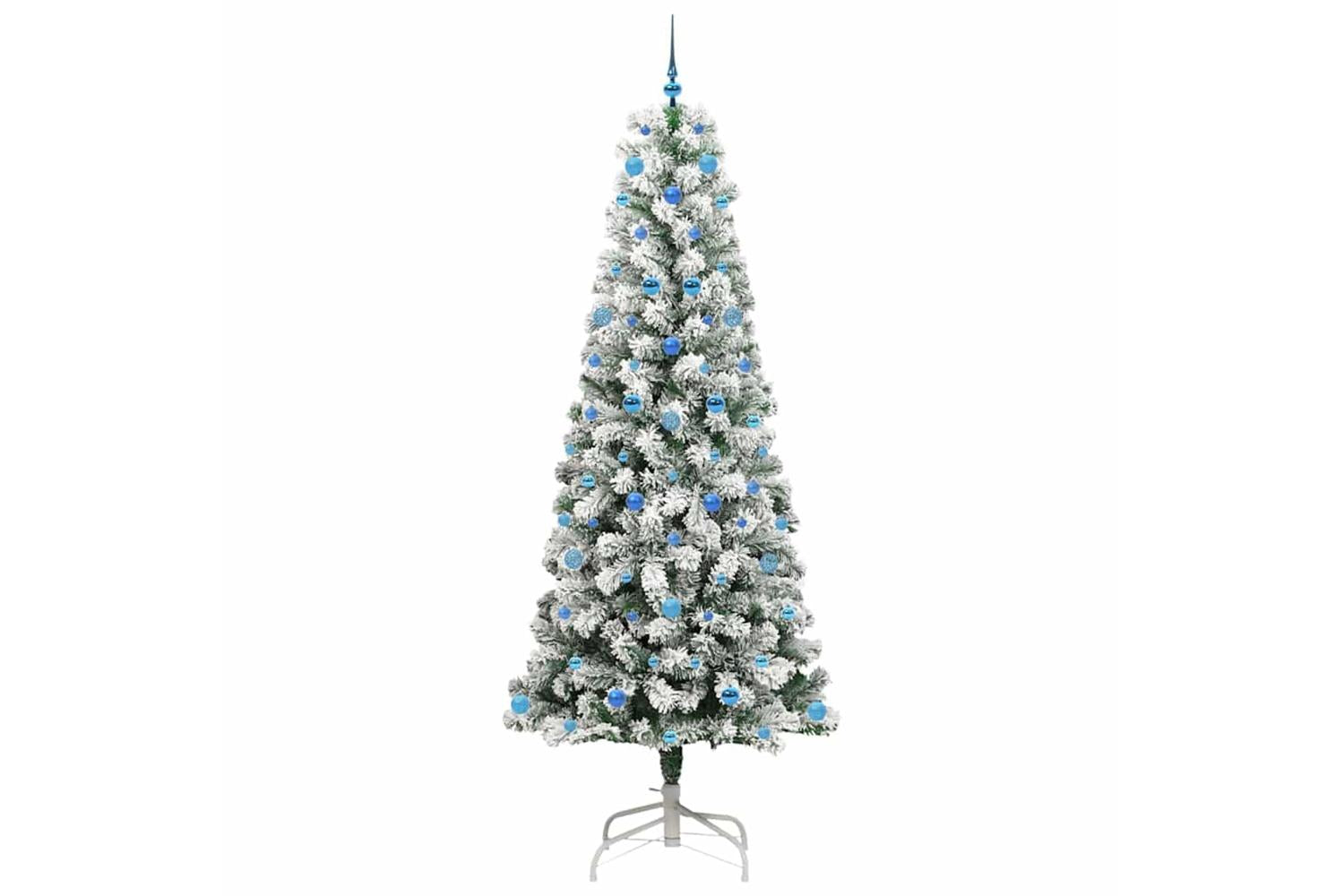 Vidaxl Artificial Hinged Christmas Tree Green And White 240 Cm-4