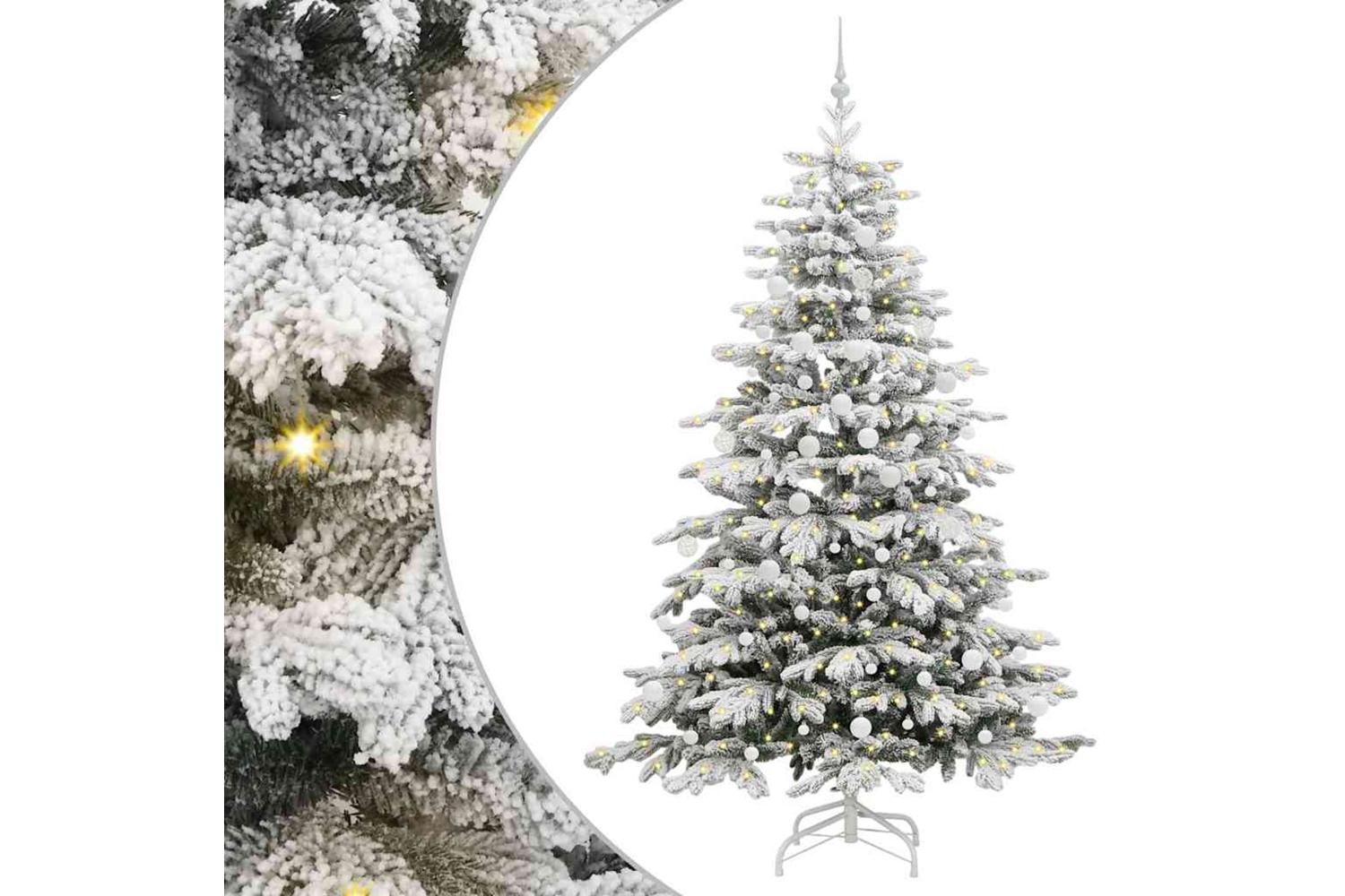 Vidaxl Artificial Hinged Christmas Tree White 210 Cm Pe And Pvc-2
