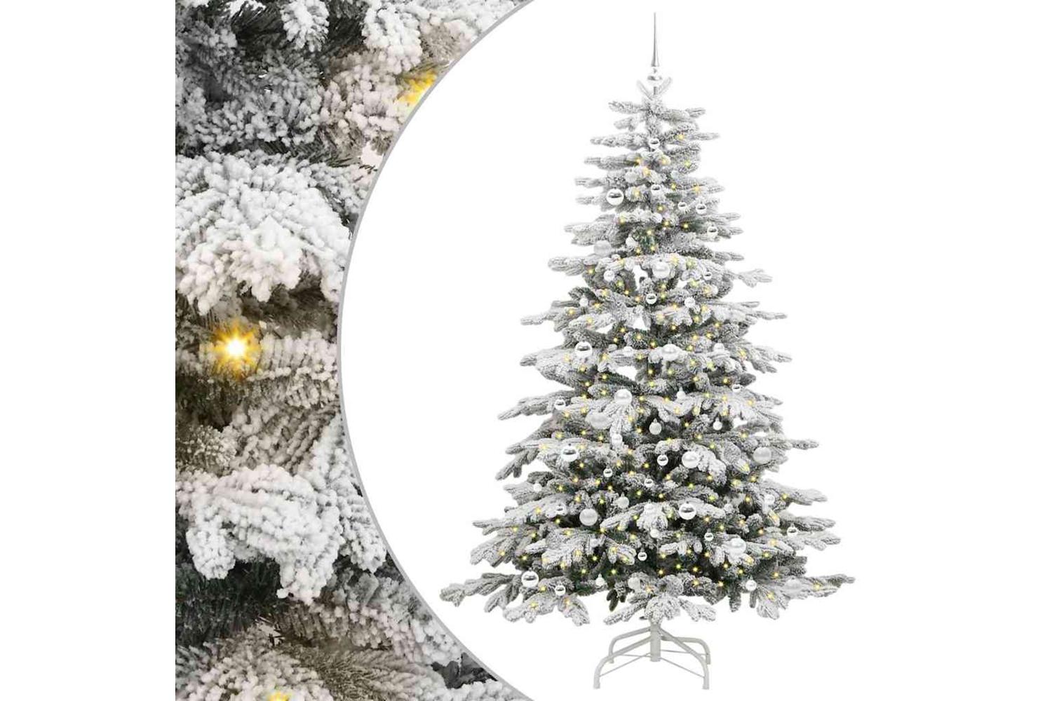 Vidaxl Artificial Hinged Christmas Tree White 210 Cm Pe And Pvc-2