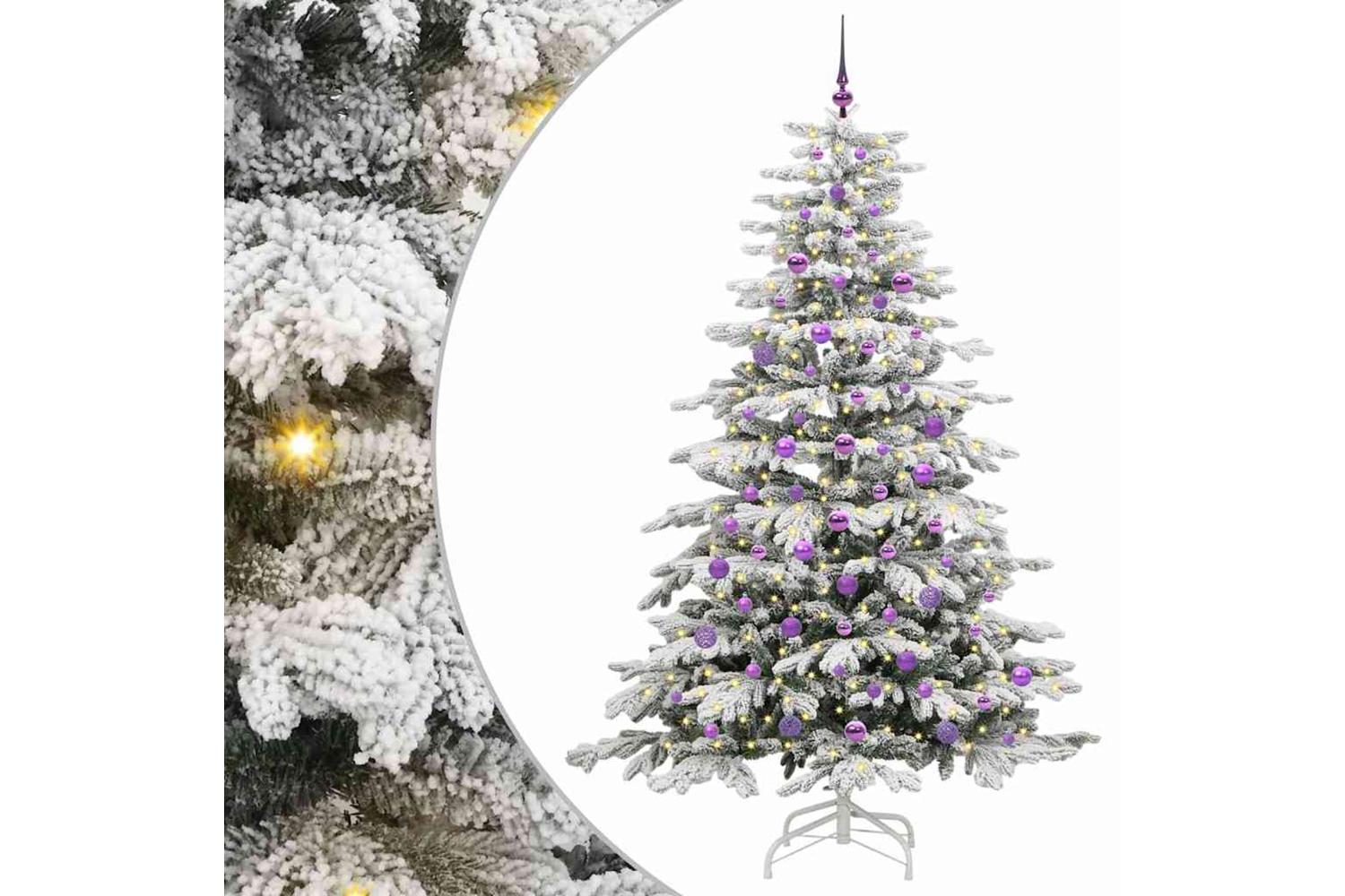 Vidaxl Artificial Hinged Christmas Tree White 210 Cm Pe And Pvc-2