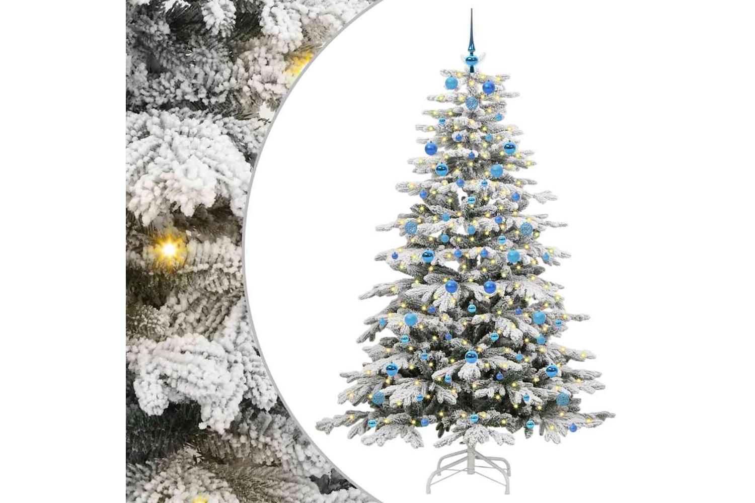 Vidaxl Artificial Hinged Christmas Tree White 210 Cm Pe And Pvc-2