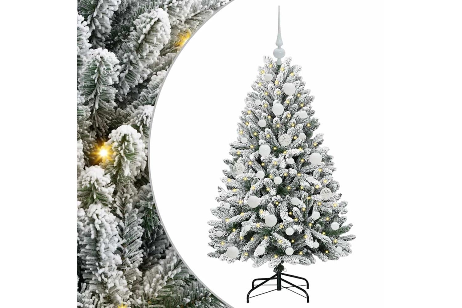 Vidaxl Artificial Christmas Tree Green And White 120 Cm Pvc And Metal-2