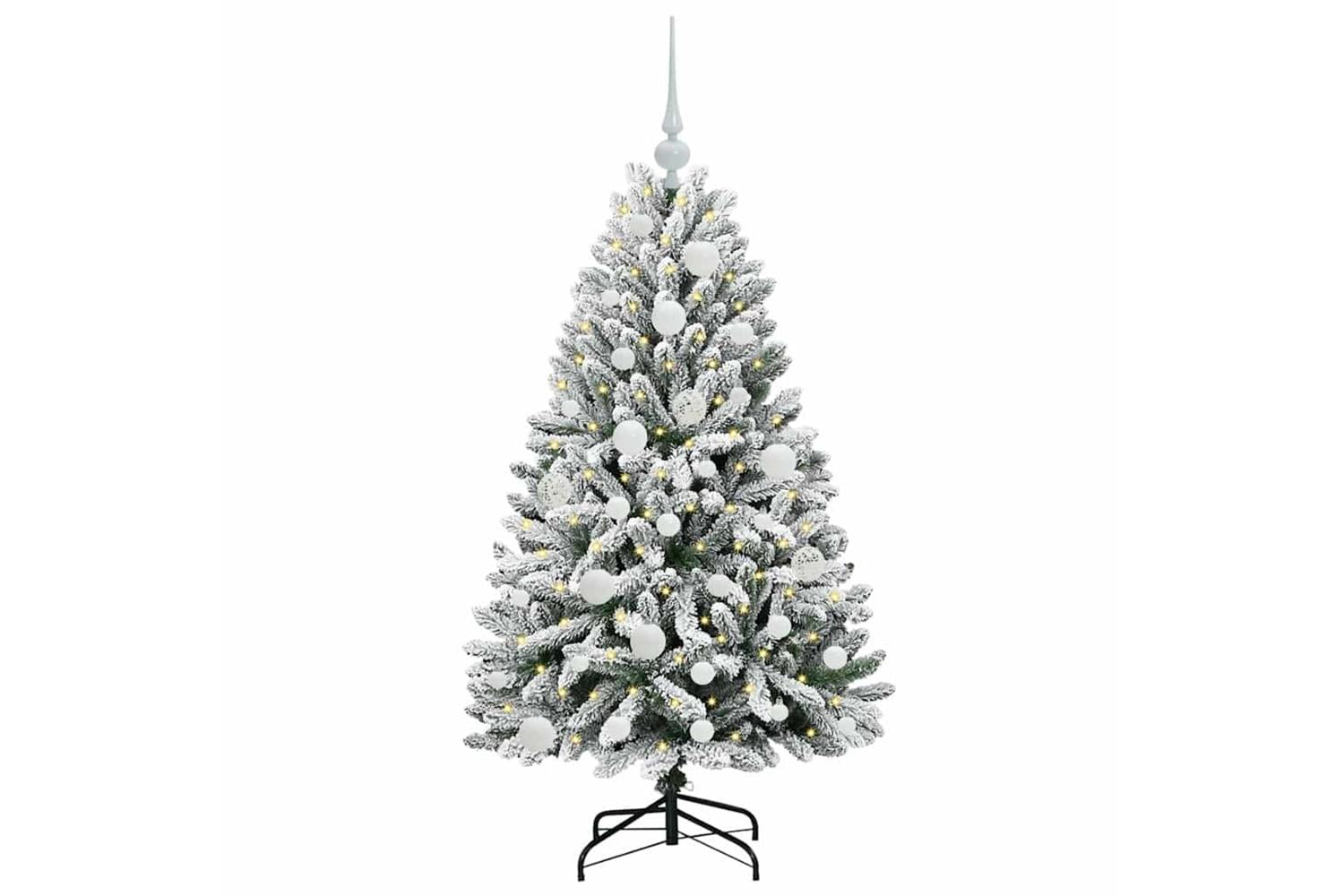 Vidaxl Artificial Christmas Tree Green And White 120 Cm Pvc And Metal-3