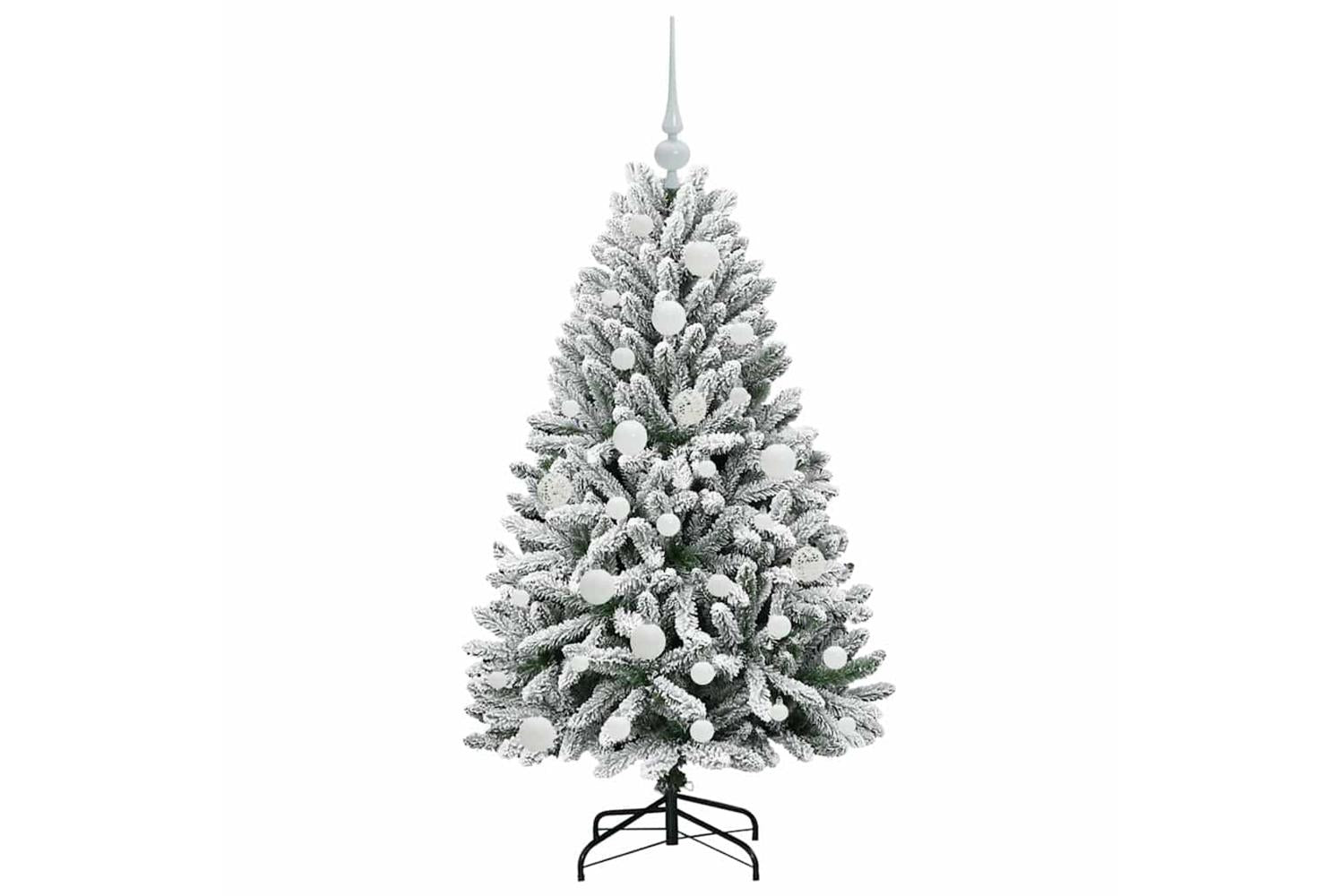 Vidaxl Artificial Christmas Tree Green And White 120 Cm Pvc And Metal-4