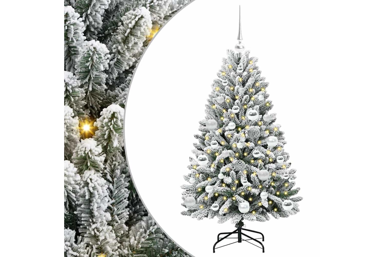 Vidaxl Artificial Christmas Tree Green And White 120 Cm Pvc And Metal-2