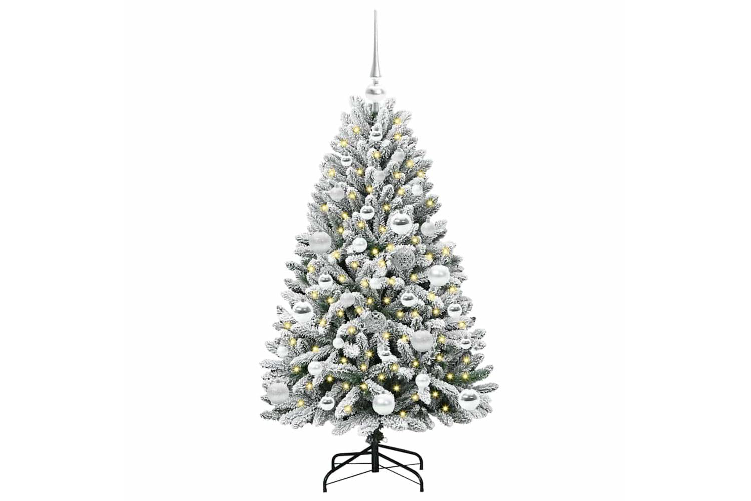 Vidaxl Artificial Christmas Tree Green And White 120 Cm Pvc And Metal-3