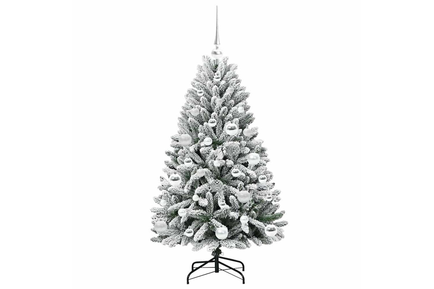 Vidaxl Artificial Christmas Tree Green And White 120 Cm Pvc And Metal-4