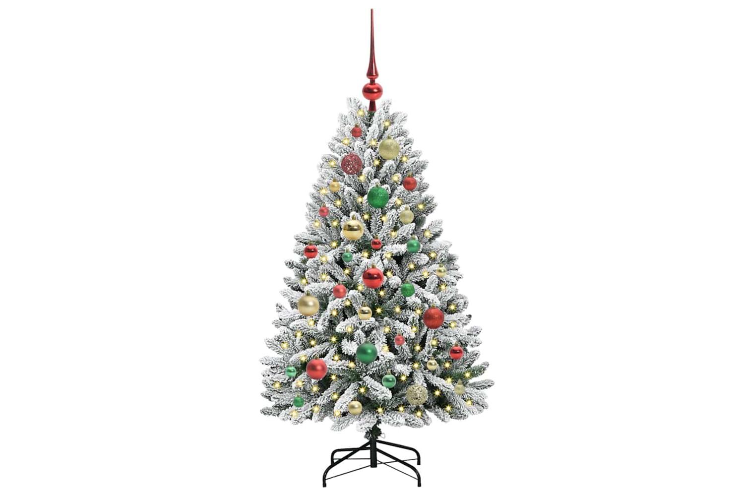 Vidaxl Artificial Christmas Tree Green And White 120 Cm Pvc And Metal-3