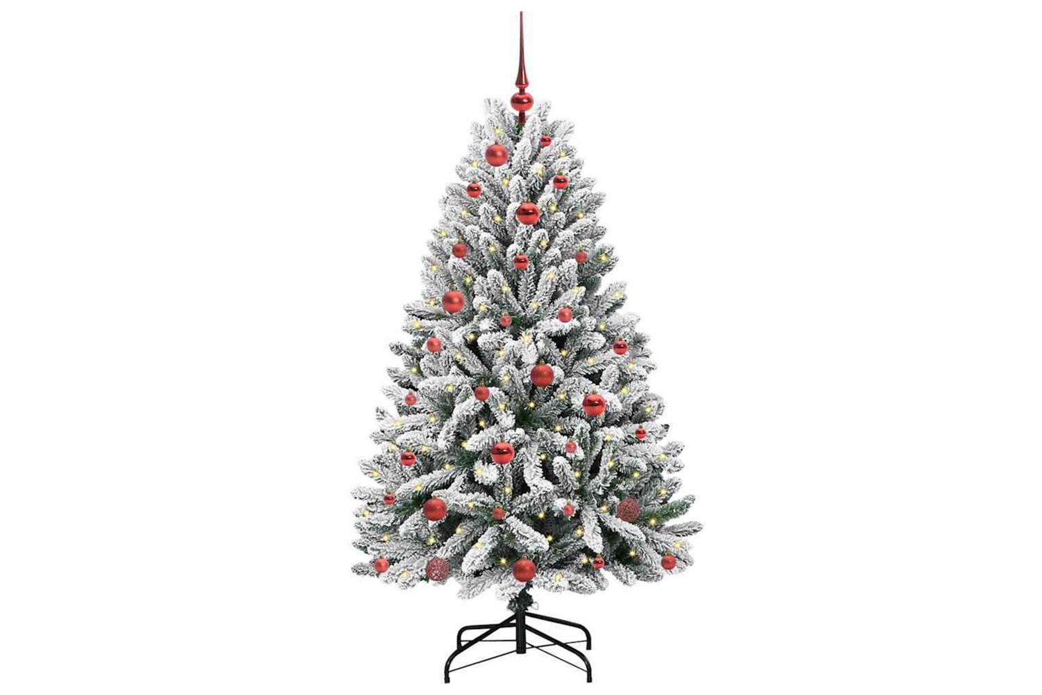 Vidaxl Artificial Christmas Tree Green And White 150 Cm Pvc And Metal-3