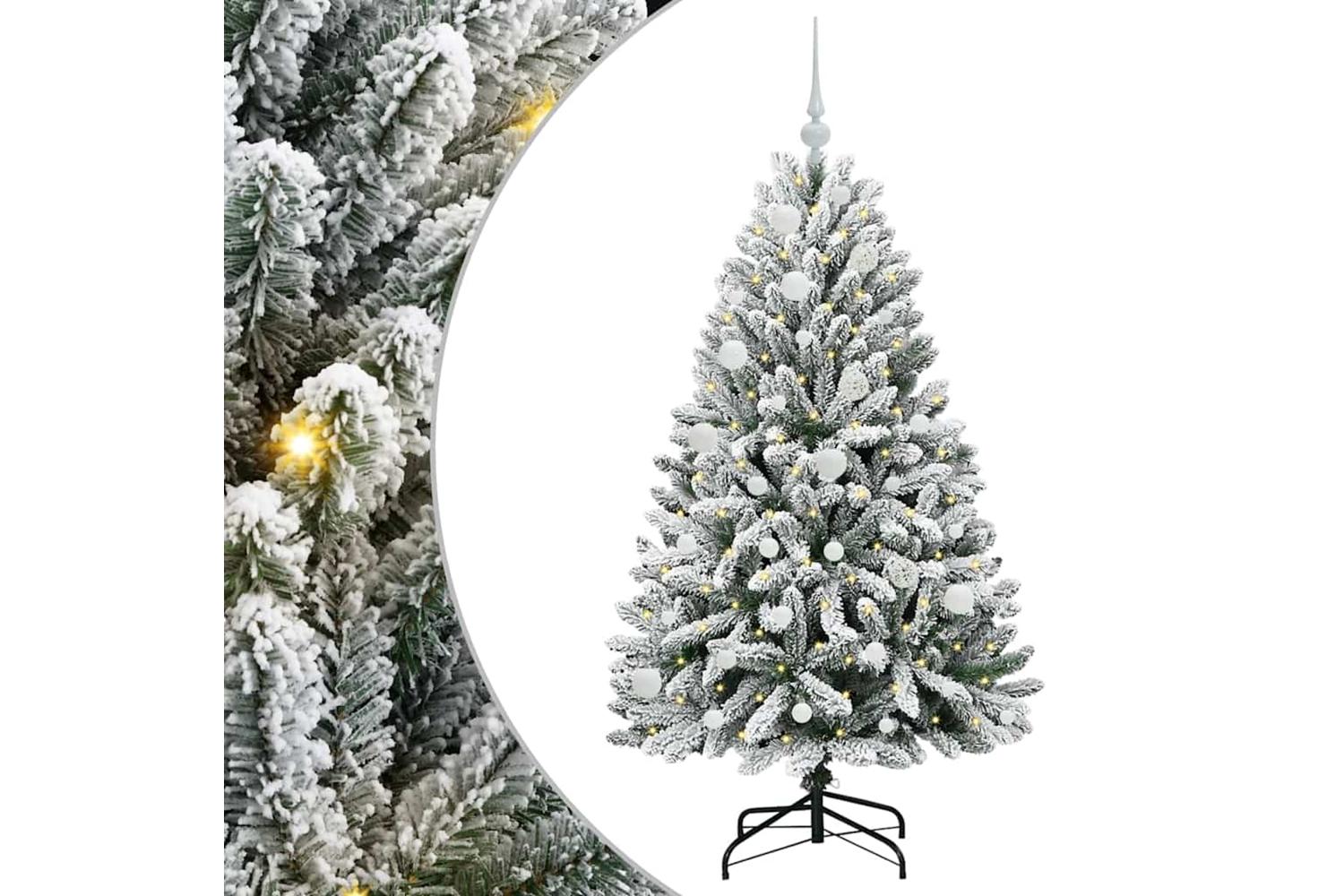 Vidaxl Artificial Christmas Tree Green And White 150 Cm Pvc And Metal-2