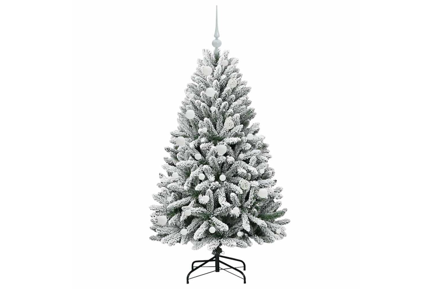 Vidaxl Artificial Christmas Tree Green And White 150 Cm Pvc And Metal-4