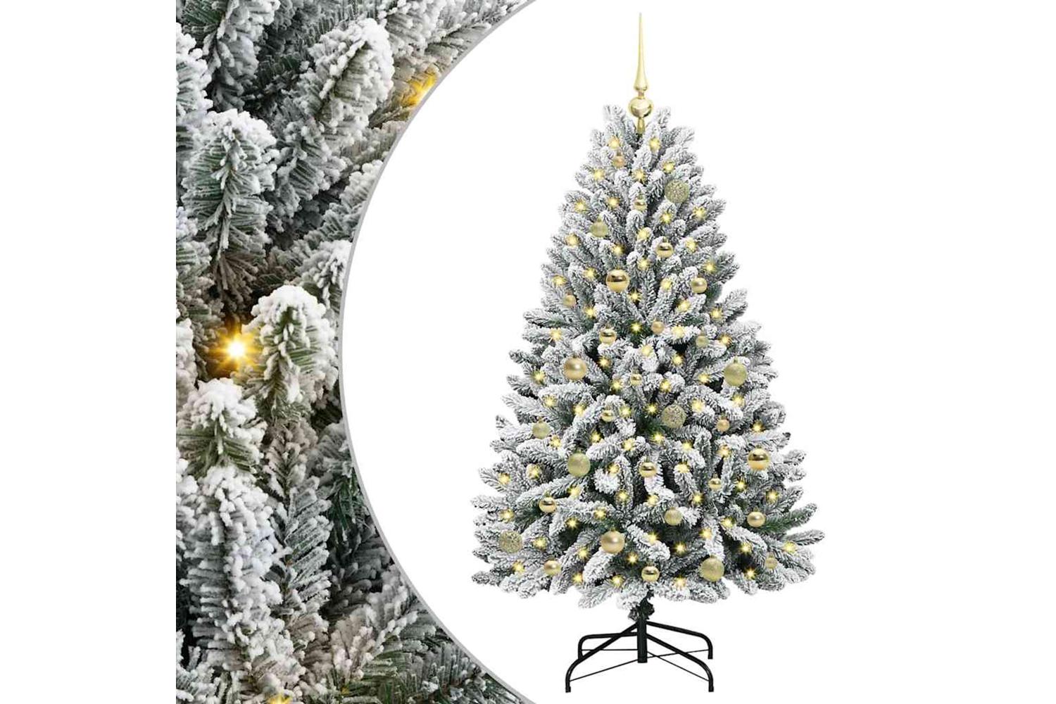 Vidaxl Artificial Christmas Tree Green And White 150 Cm Pvc And Metal-2
