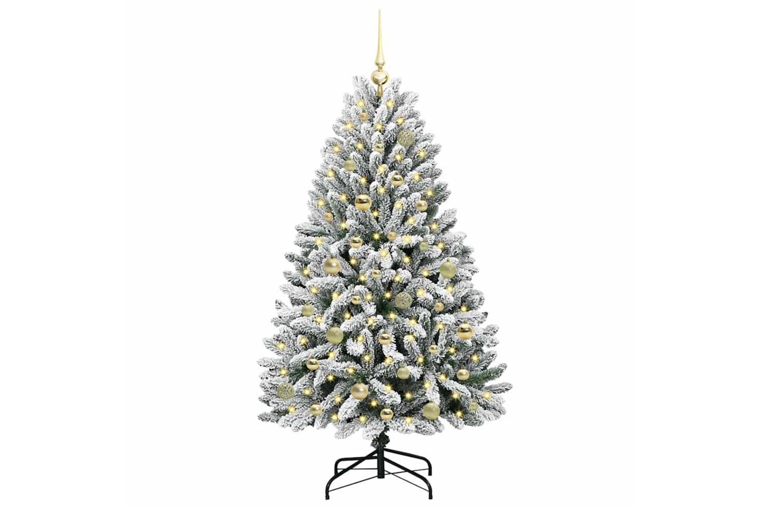 Vidaxl Artificial Christmas Tree Green And White 150 Cm Pvc And Metal-3