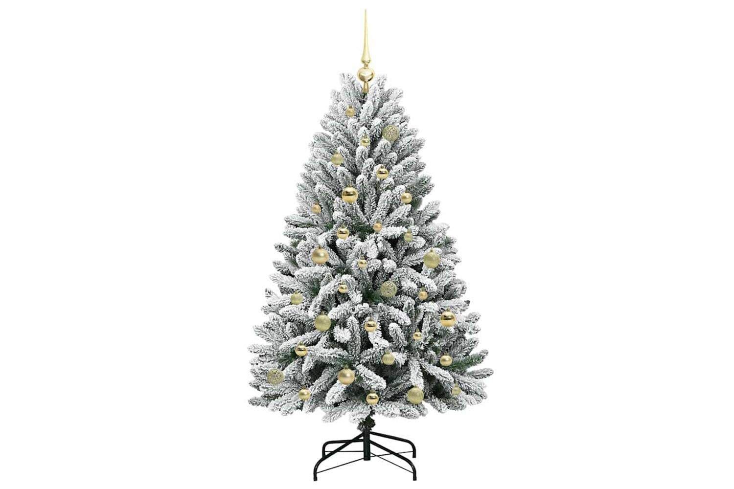 Vidaxl Artificial Christmas Tree Green And White 150 Cm Pvc And Metal-4