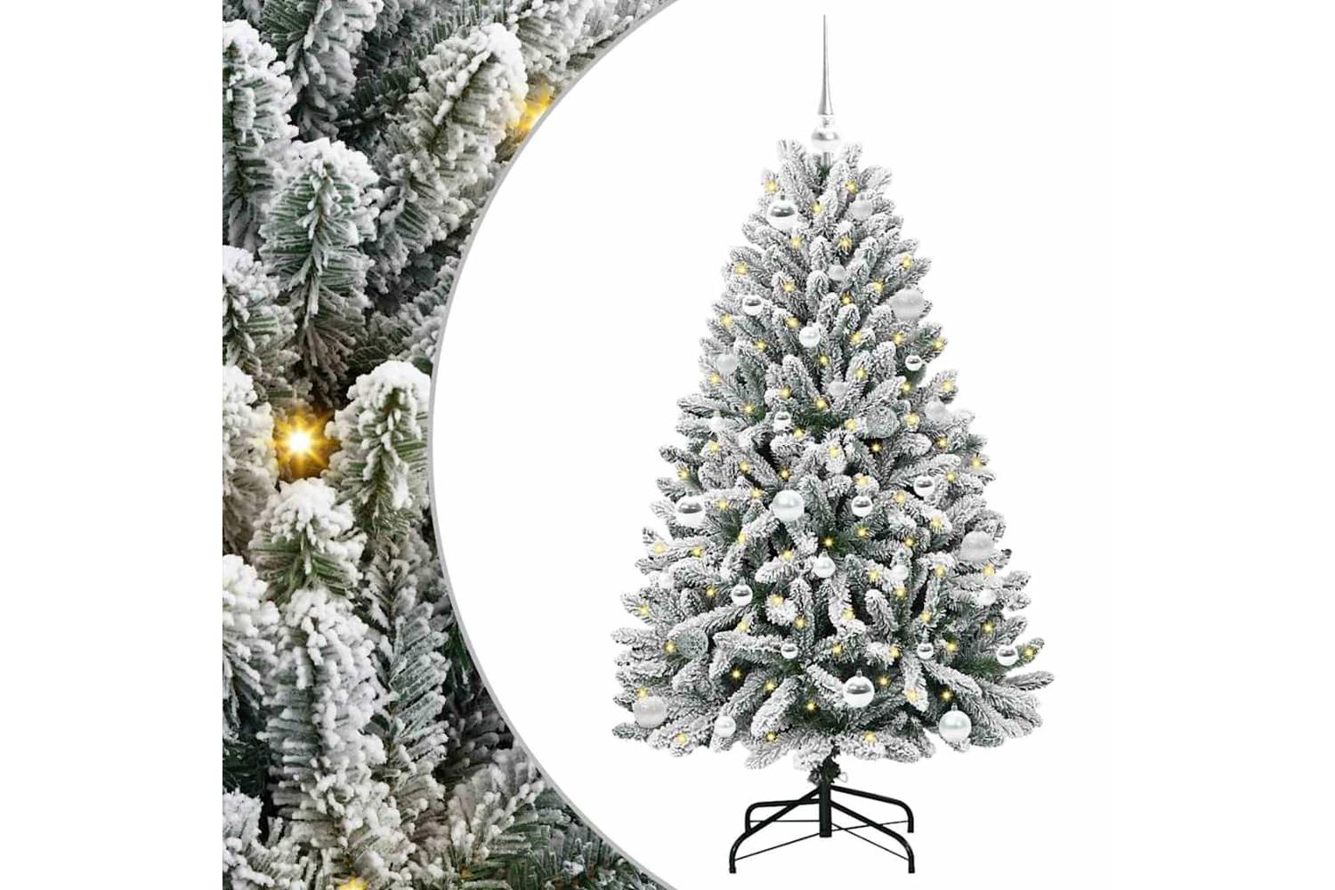 Vidaxl Artificial Christmas Tree Green And White 150 Cm Pvc And Metal-2