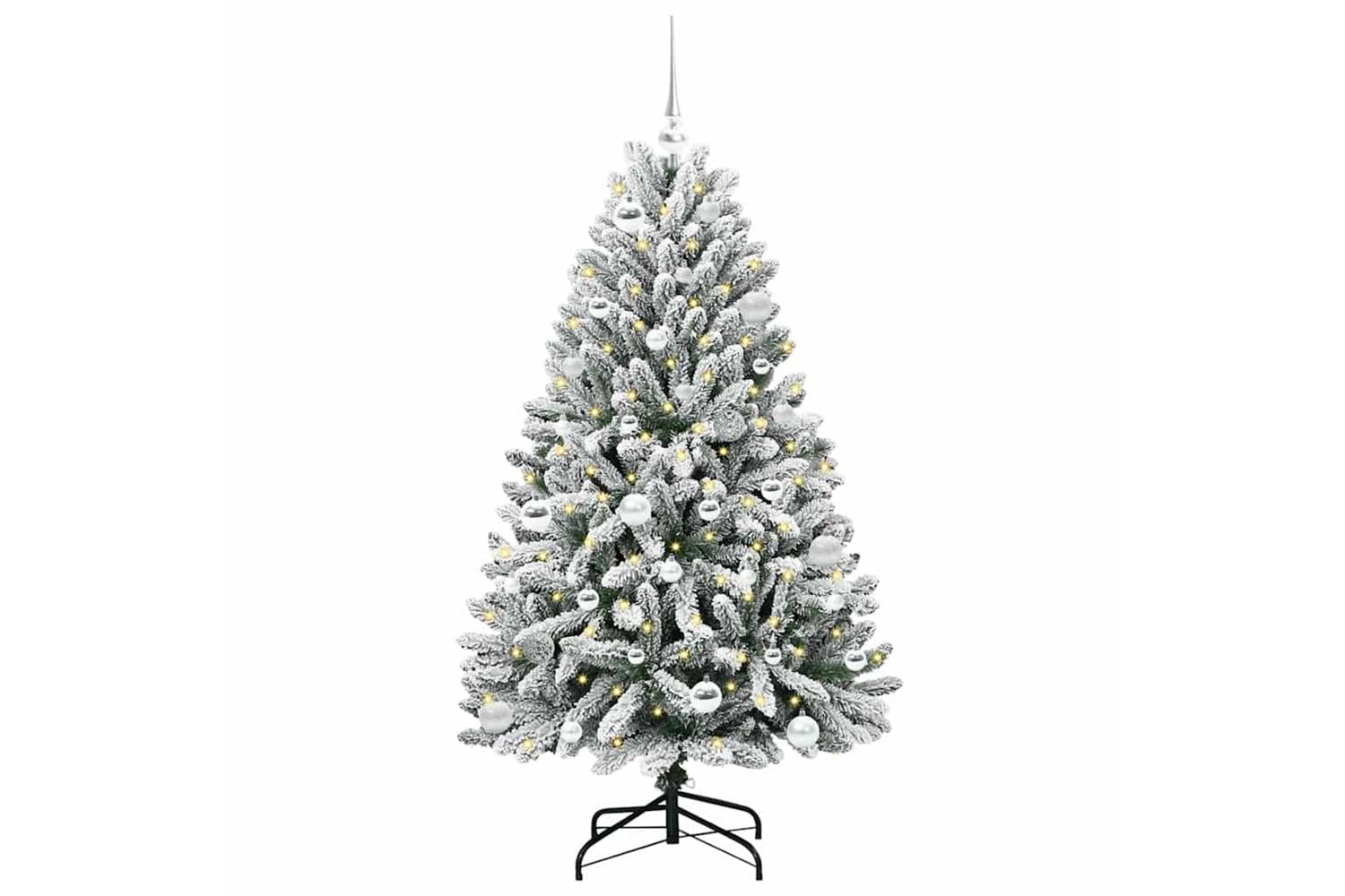 Vidaxl Artificial Christmas Tree Green And White 150 Cm Pvc And Metal-3