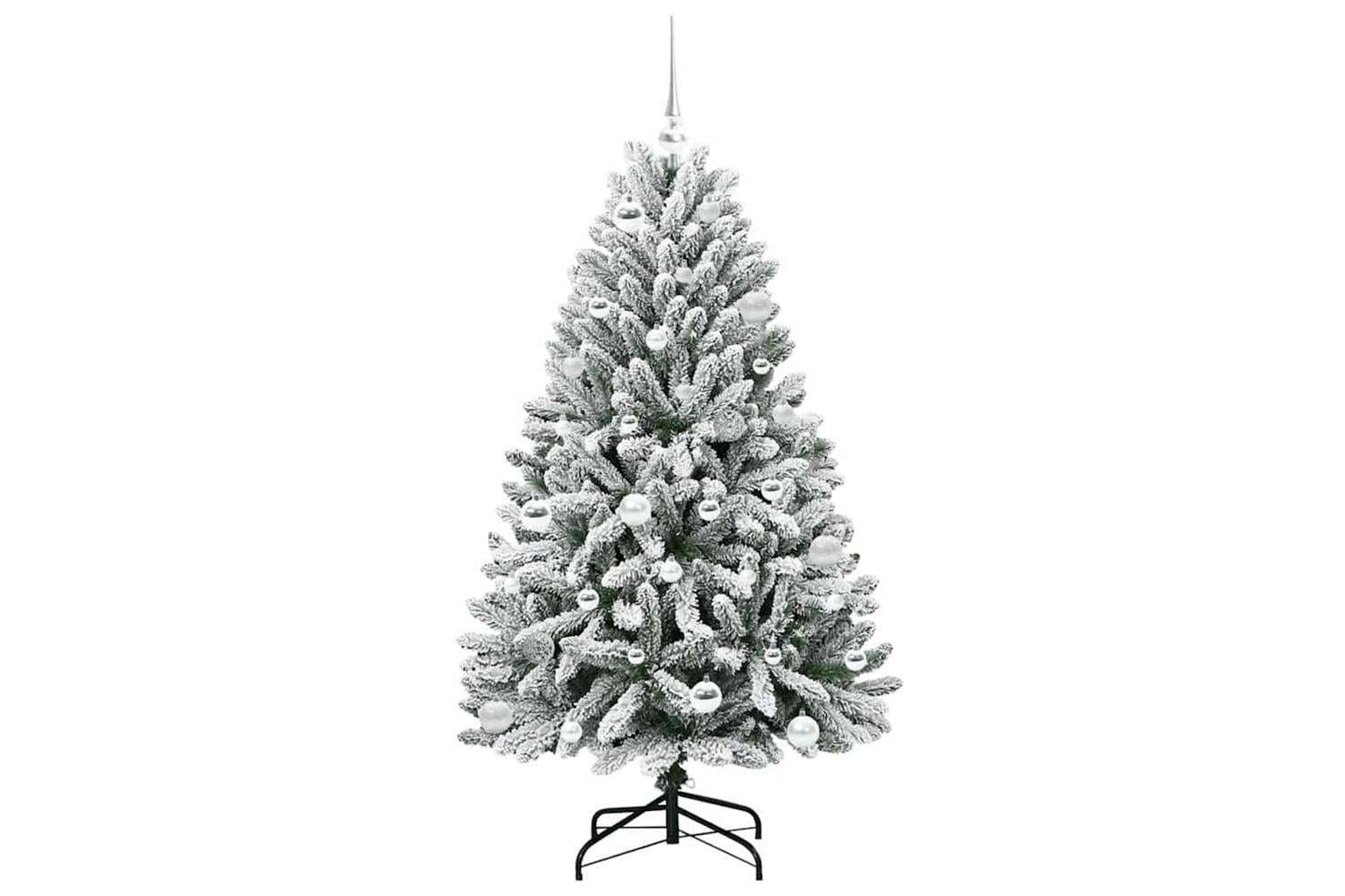 Vidaxl Artificial Christmas Tree Green And White 150 Cm Pvc And Metal-4