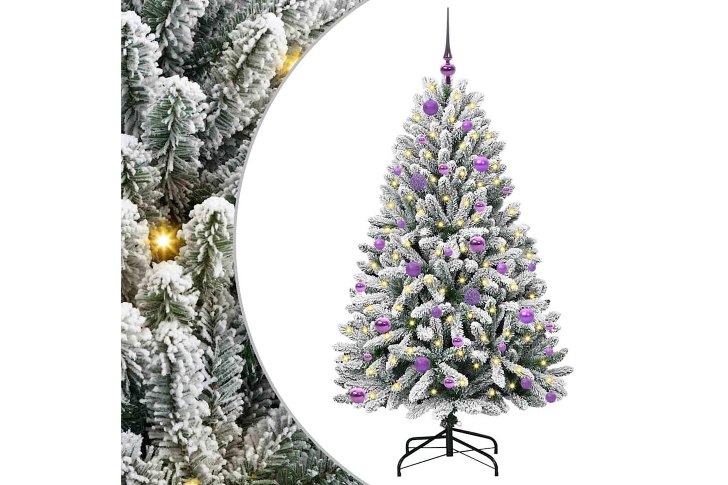 Vidaxl Artificial Christmas Tree Green And White 150 Cm Pvc And Metal-2