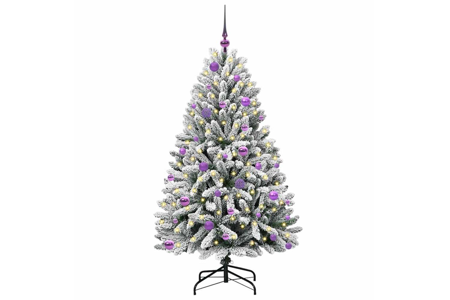 Vidaxl Artificial Christmas Tree Green And White 150 Cm Pvc And Metal-3