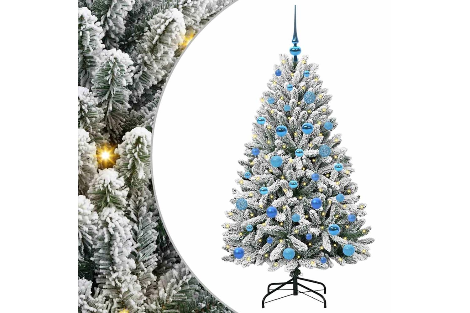 Vidaxl Artificial Christmas Tree Green And White 150 Cm Pvc And Metal-2