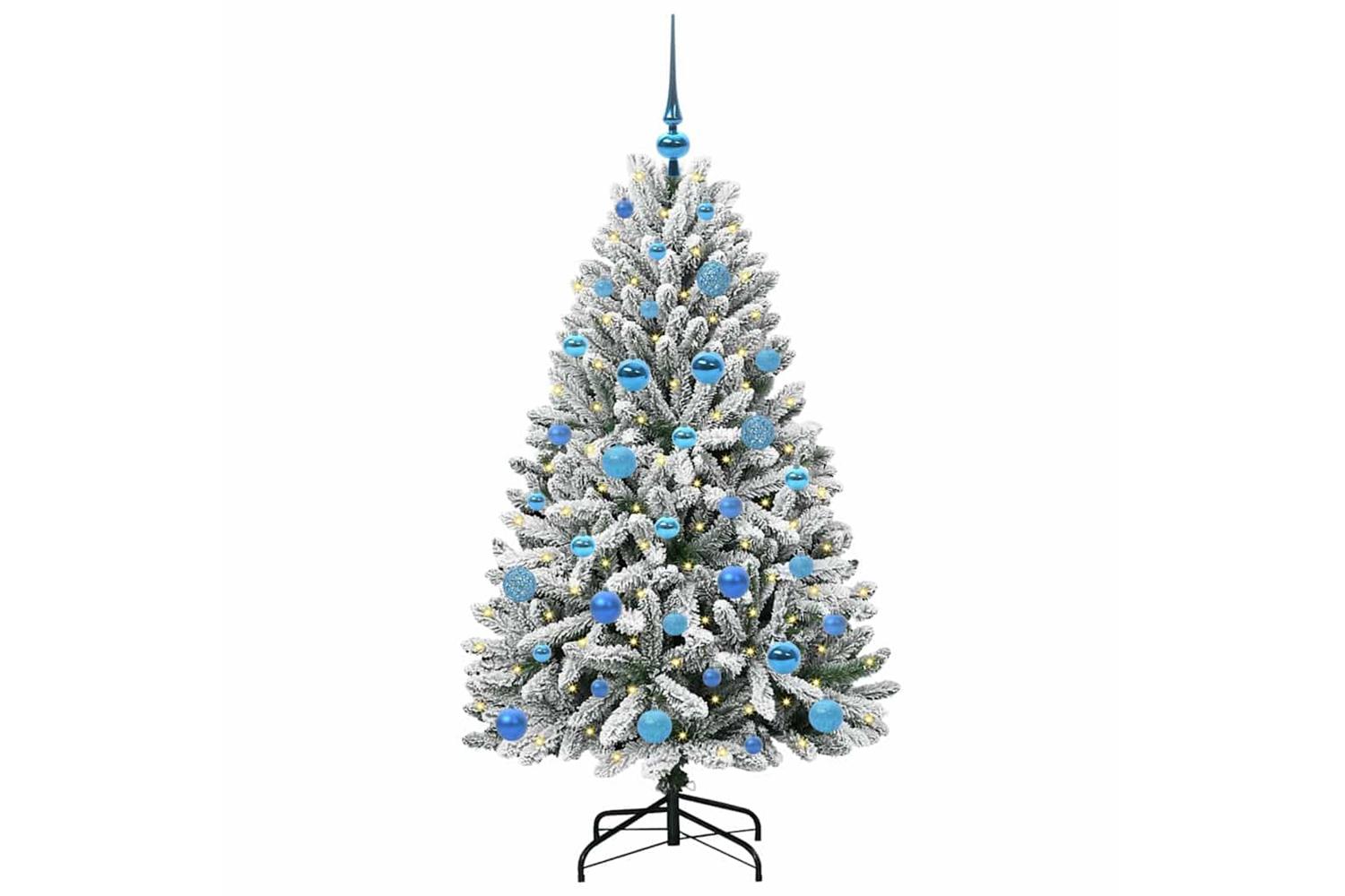 Vidaxl Artificial Christmas Tree Green And White 150 Cm Pvc And Metal-3