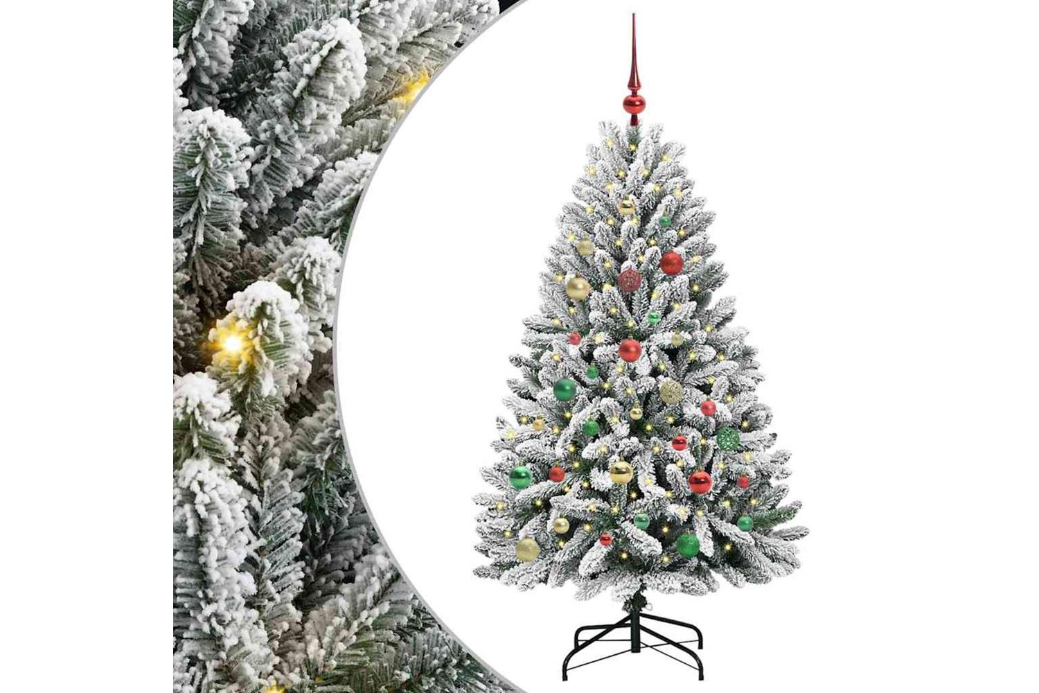 Vidaxl Artificial Christmas Tree Green And White 150 Cm Pvc And Metal-2