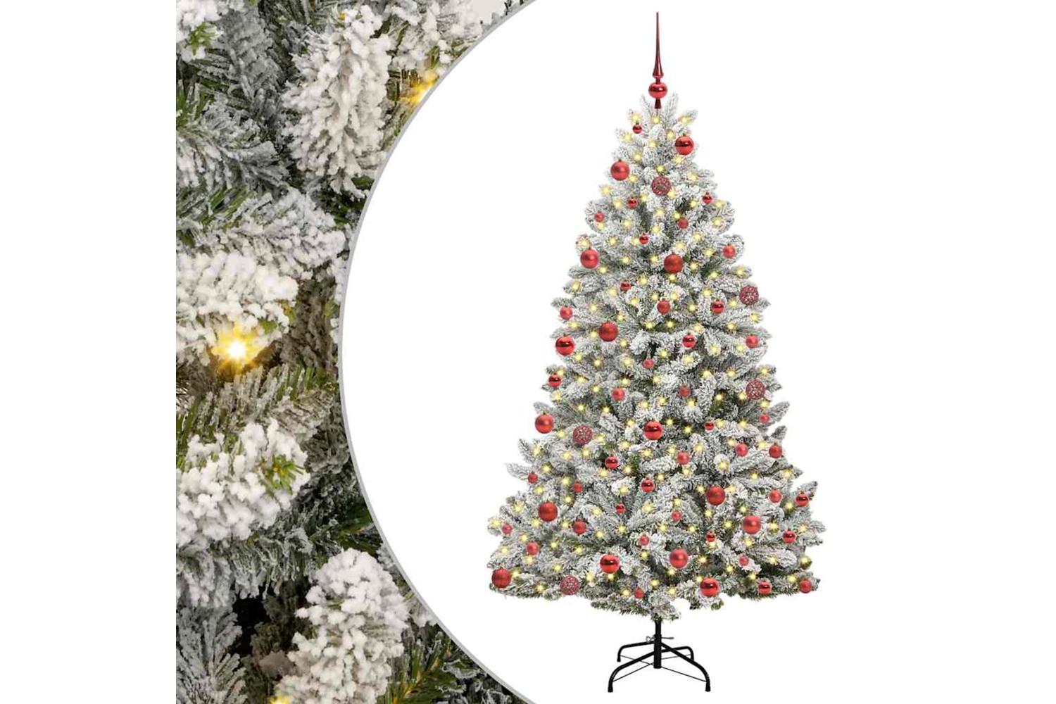 Vidaxl Artificial Christmas Tree Green And White 180 Cm Pvc And Metal-2