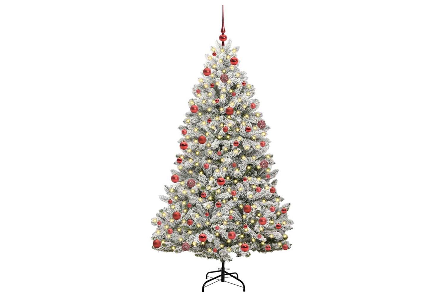 Vidaxl Artificial Christmas Tree Green And White 180 Cm Pvc And Metal-3