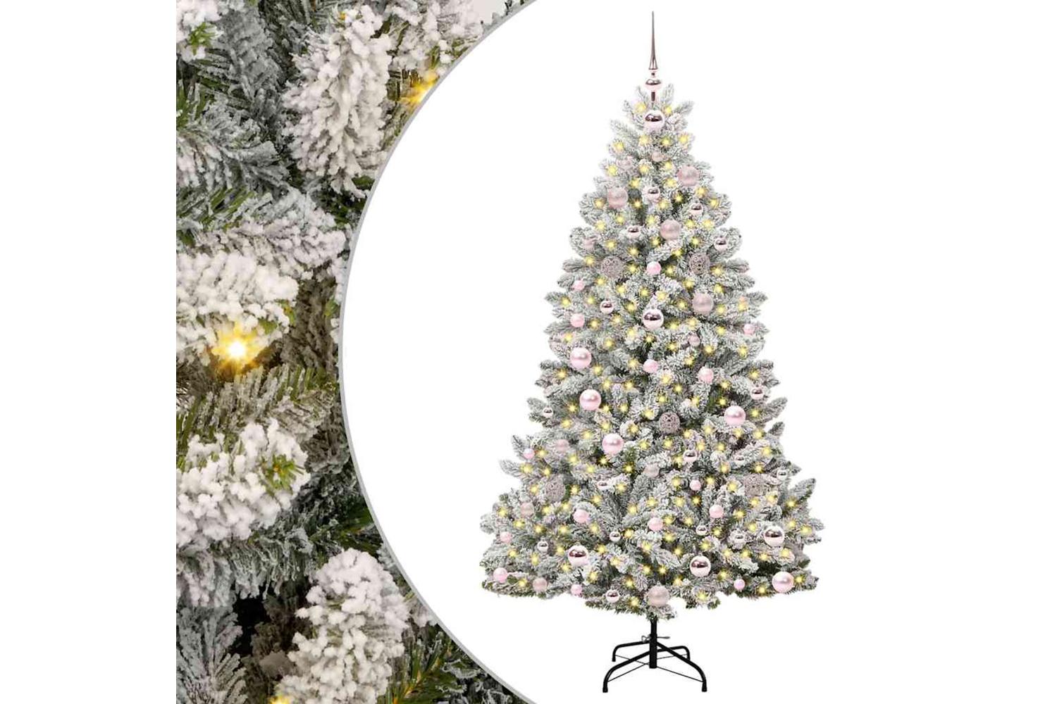Vidaxl Artificial Christmas Tree Green And White 180 Cm Pvc And Metal-2