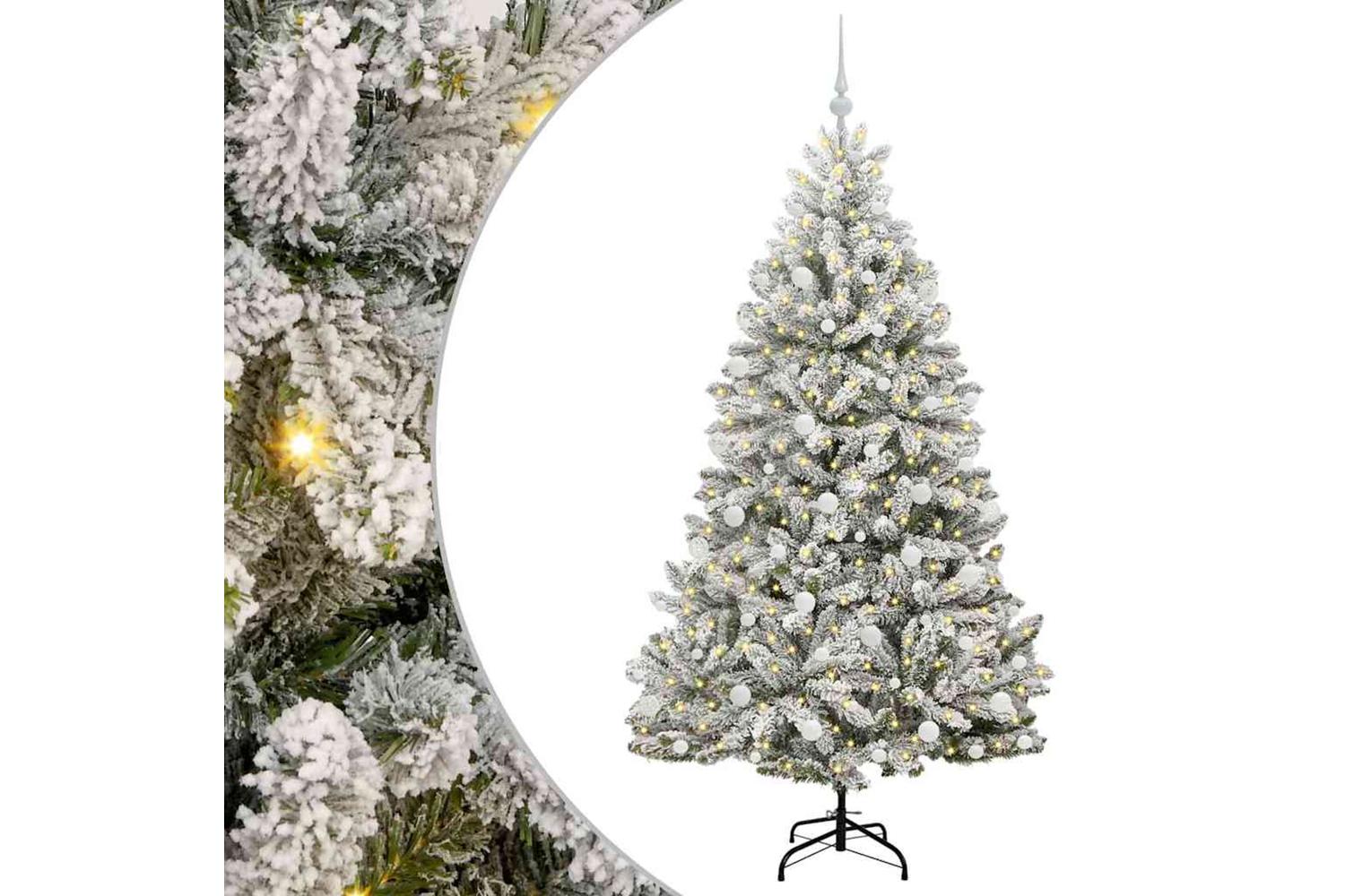 Vidaxl Artificial Christmas Tree Green And White 180 Cm Pvc And Metal-2