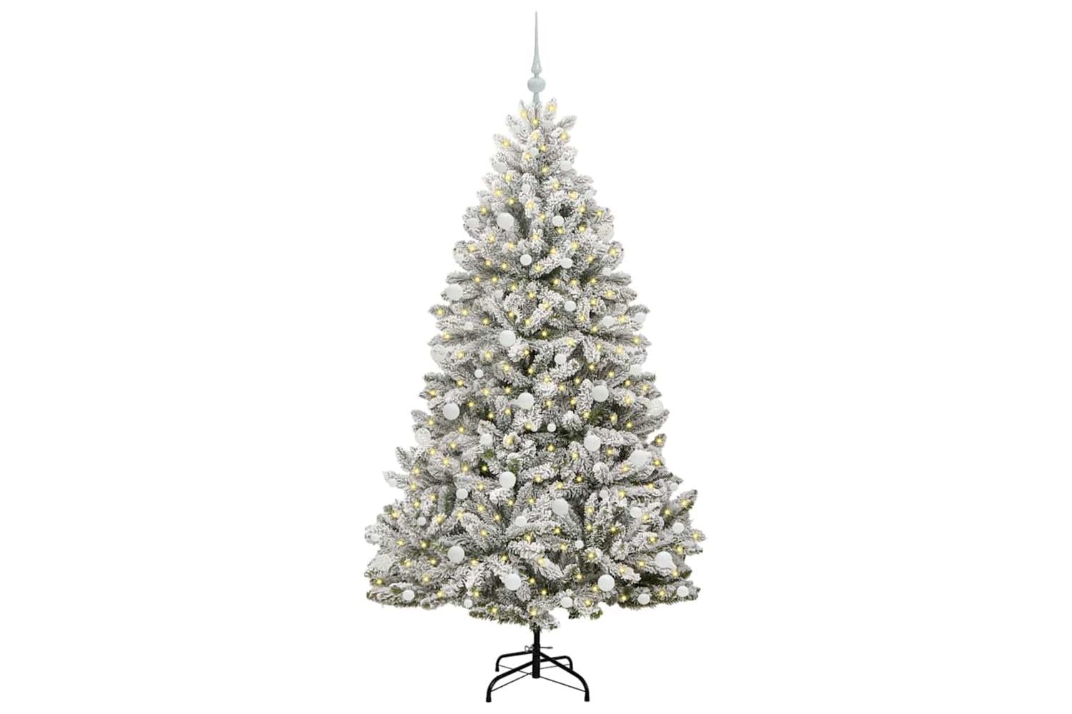 Vidaxl Artificial Christmas Tree Green And White 180 Cm Pvc And Metal-3