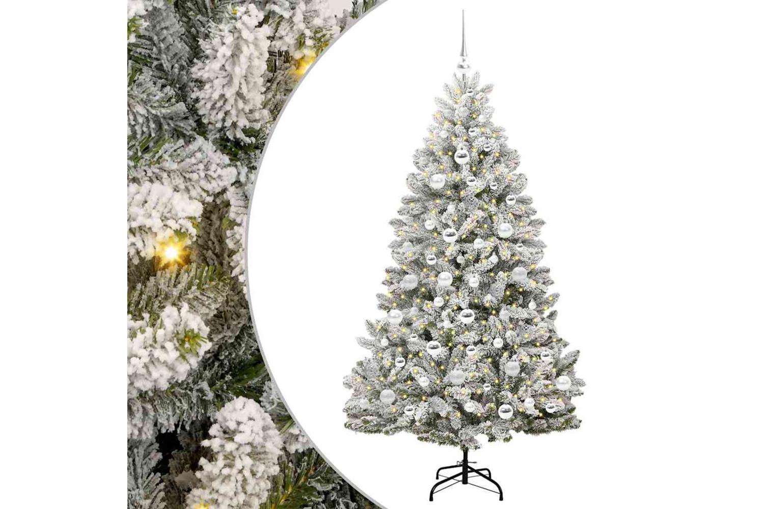 Vidaxl Artificial Christmas Tree Green And White 180 Cm Pvc And Metal-2