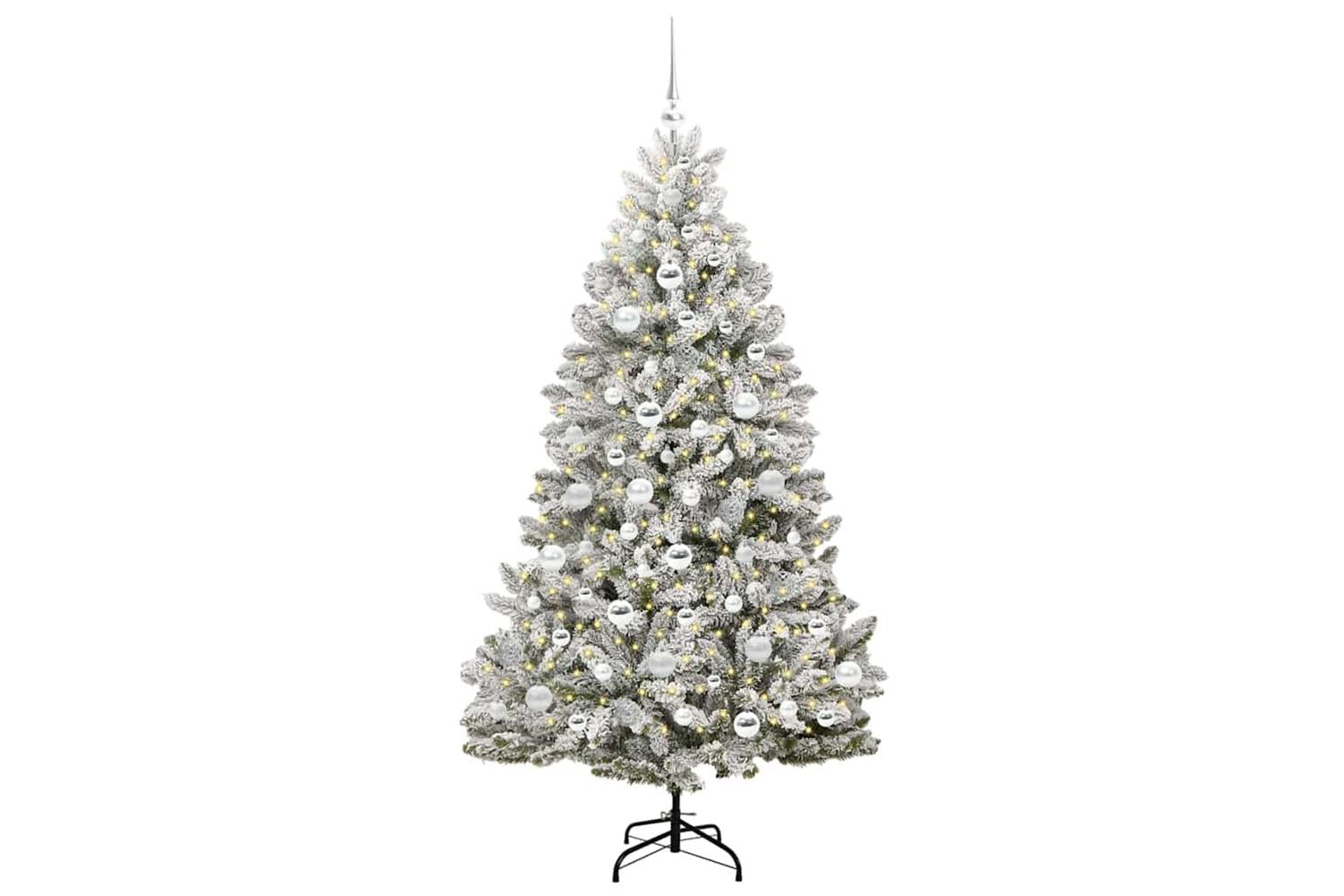 Vidaxl Artificial Christmas Tree Green And White 180 Cm Pvc And Metal-3
