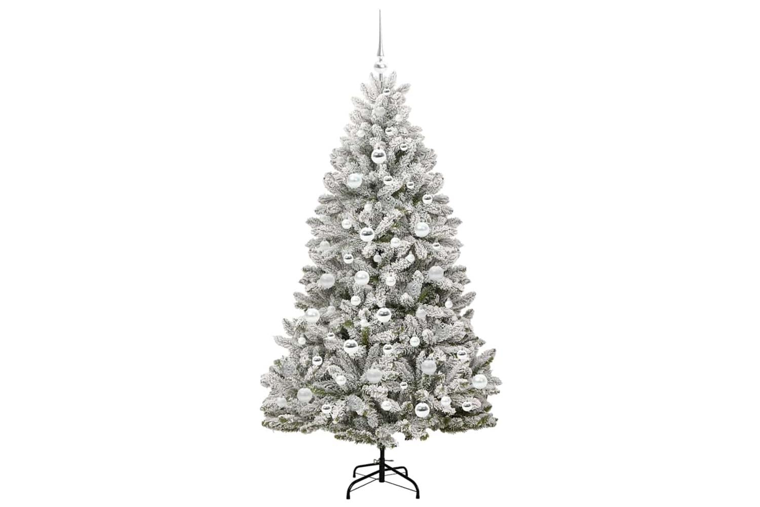Vidaxl Artificial Christmas Tree Green And White 180 Cm Pvc And Metal-4