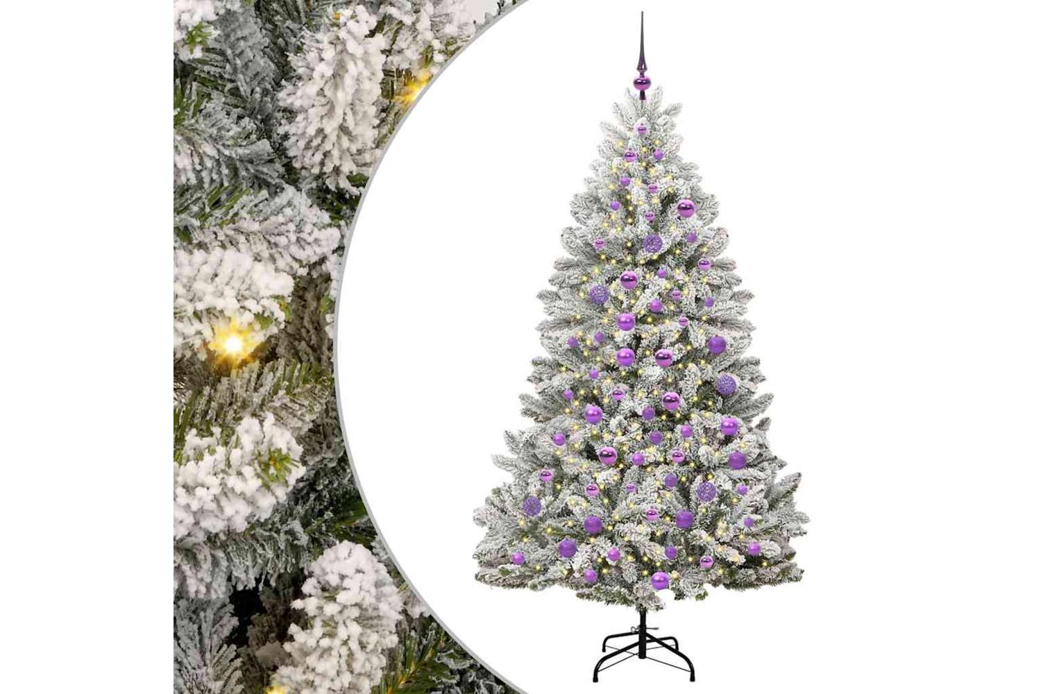 Vidaxl Artificial Christmas Tree Green And White 180 Cm Pvc And Metal-2