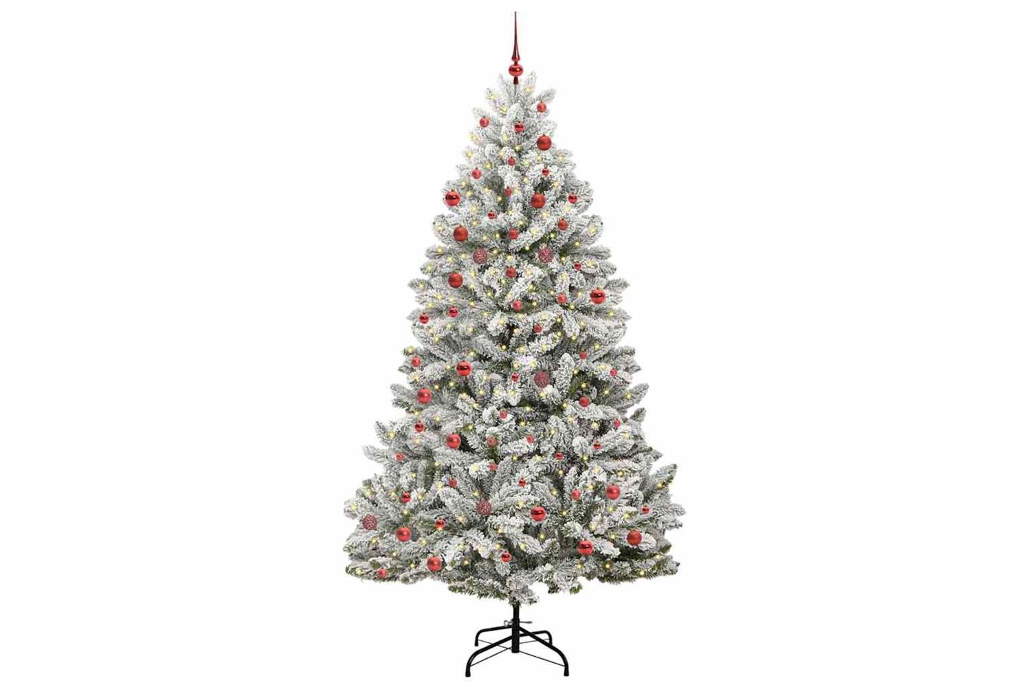 Vidaxl Artificial Christmas Tree Green And White 210 Cm Pvc And Metal-2