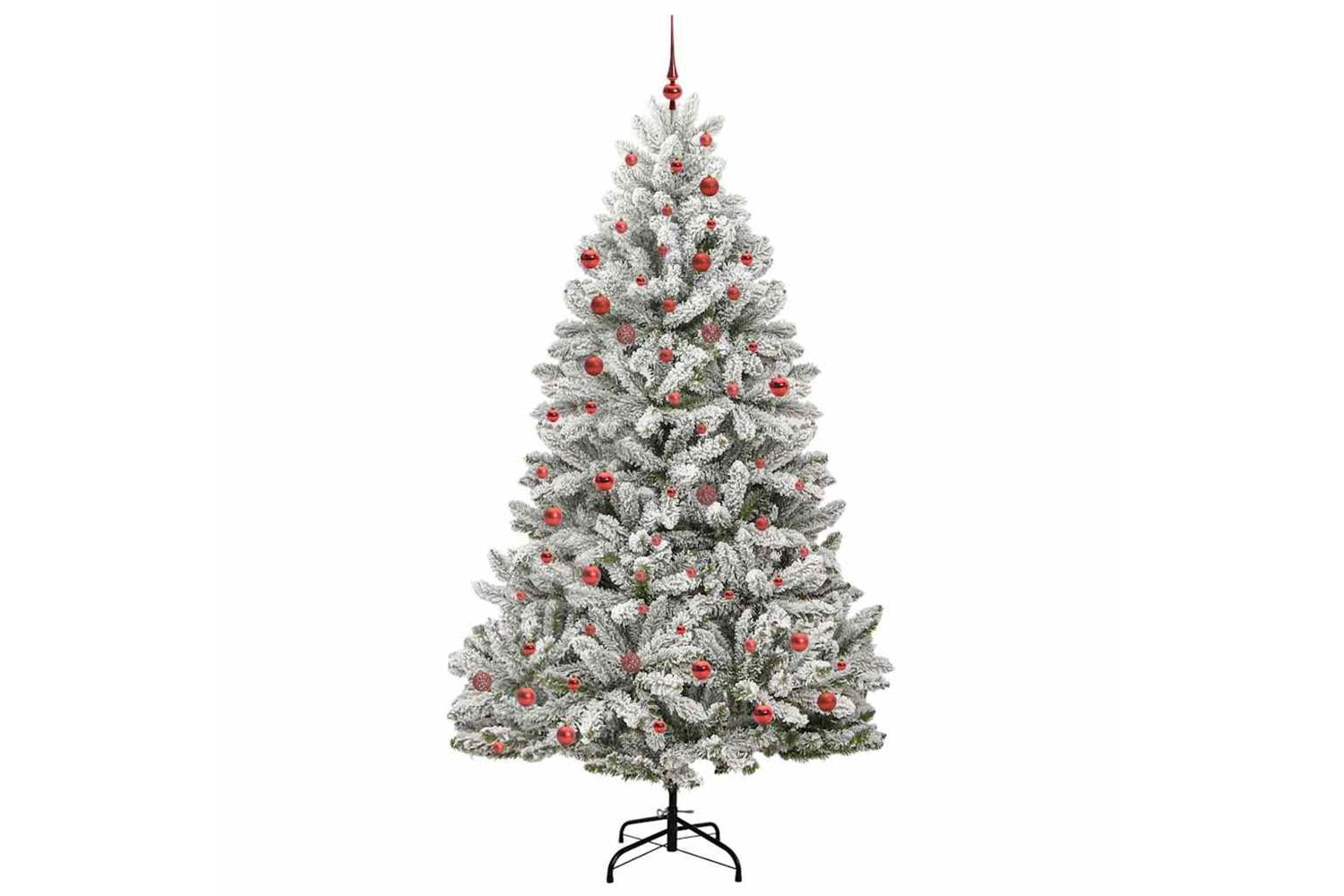 Vidaxl Artificial Christmas Tree Green And White 210 Cm Pvc And Metal-3