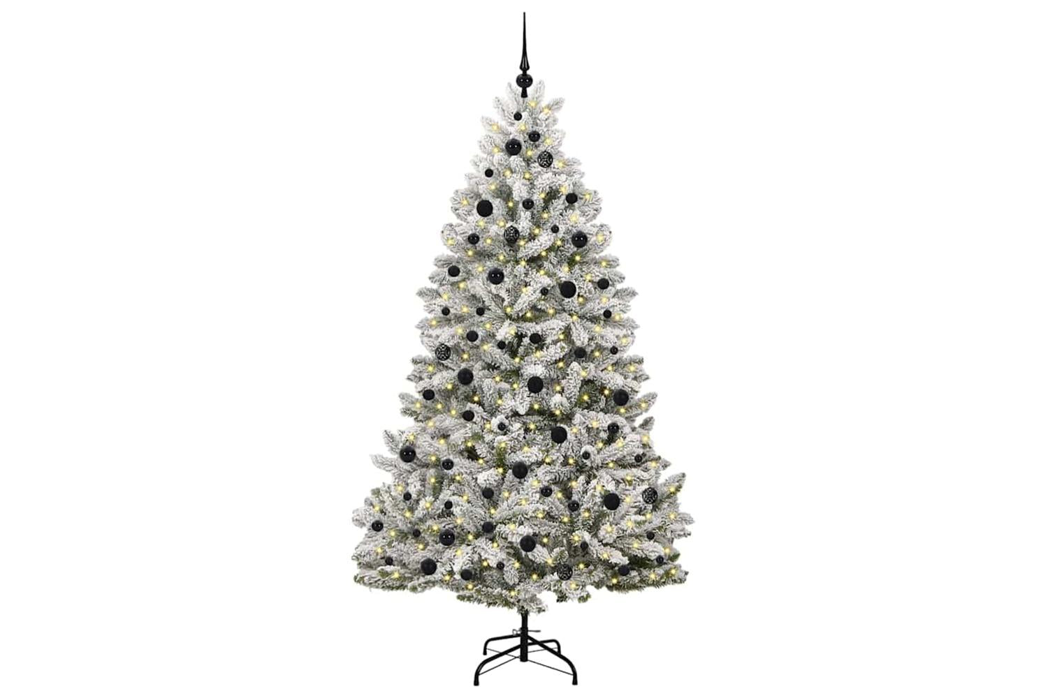 Vidaxl Artificial Christmas Tree Green And White 210 Cm Pvc And Metal-3