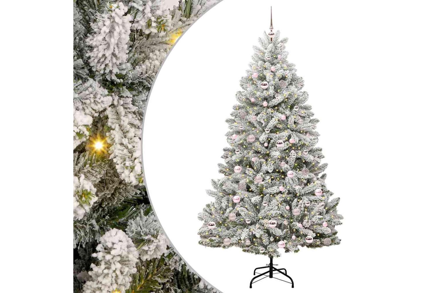 Vidaxl Artificial Christmas Tree Green And White 210 Cm Pvc And Metal-2