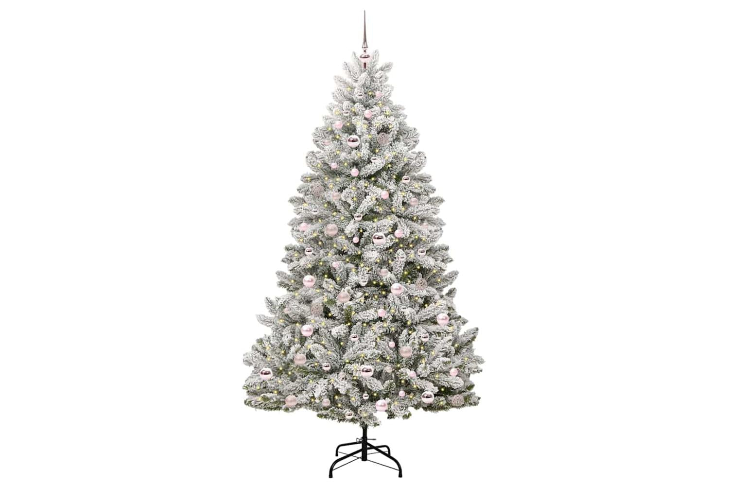 Vidaxl Artificial Christmas Tree Green And White 210 Cm Pvc And Metal-3
