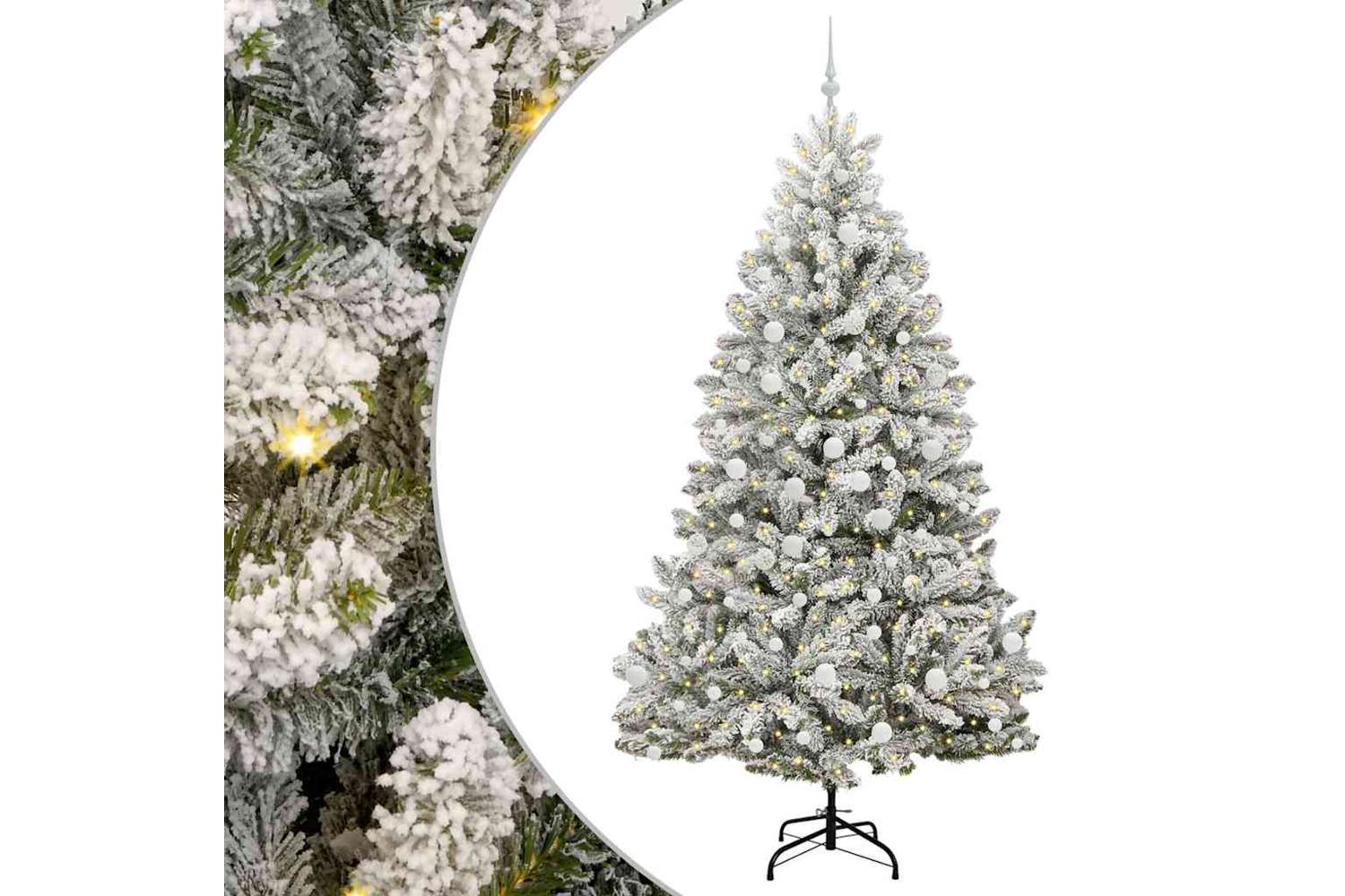 Vidaxl Artificial Christmas Tree Green And White 210 Cm Pvc And Metal-2