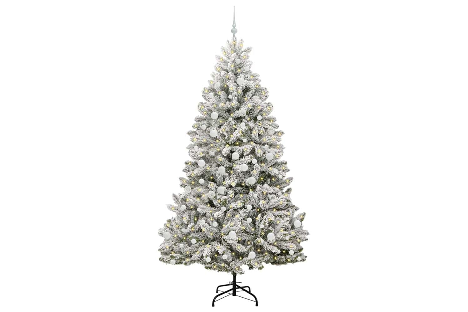 Vidaxl Artificial Christmas Tree Green And White 210 Cm Pvc And Metal-3