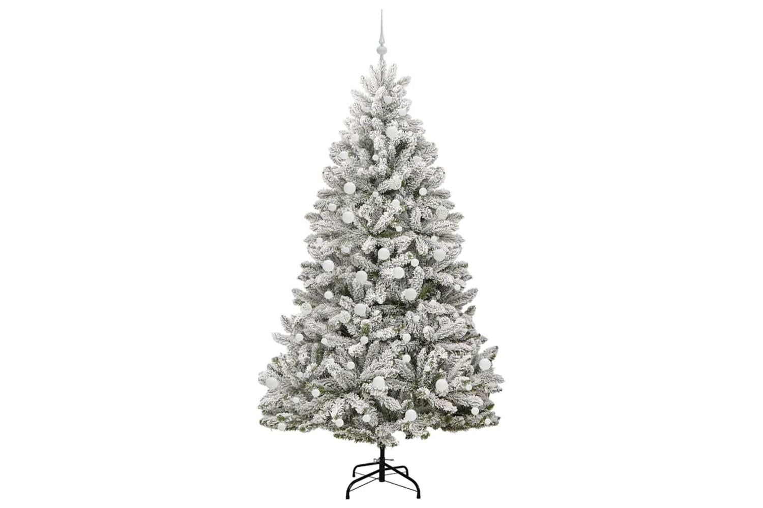 Vidaxl Artificial Christmas Tree Green And White 210 Cm Pvc And Metal-4
