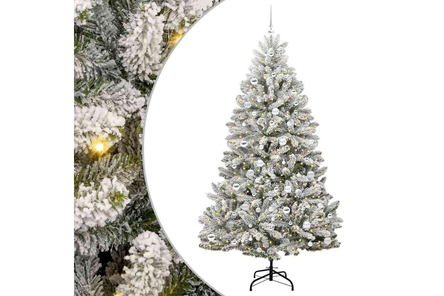 Vidaxl Artificial Christmas Tree Green And White 210 Cm Pvc And Metal